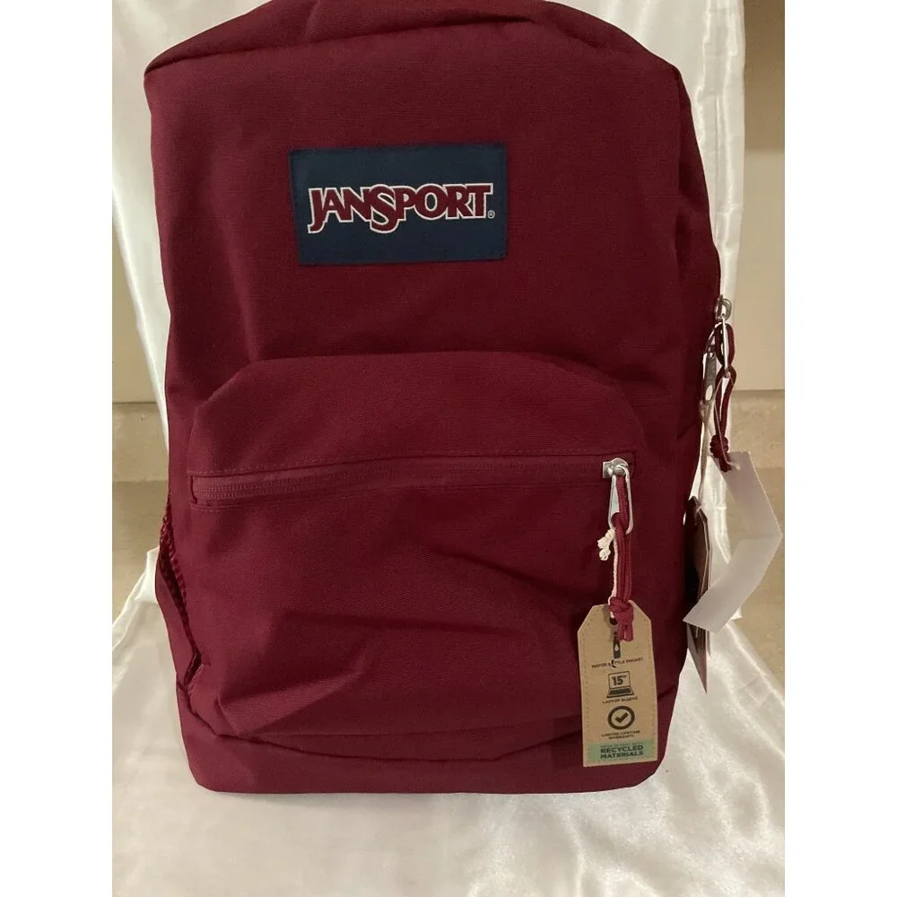 JanSport 15" Burgundy Backpack With Padded Straps & Multiple Compartments For Ev - Picture 3 of 7